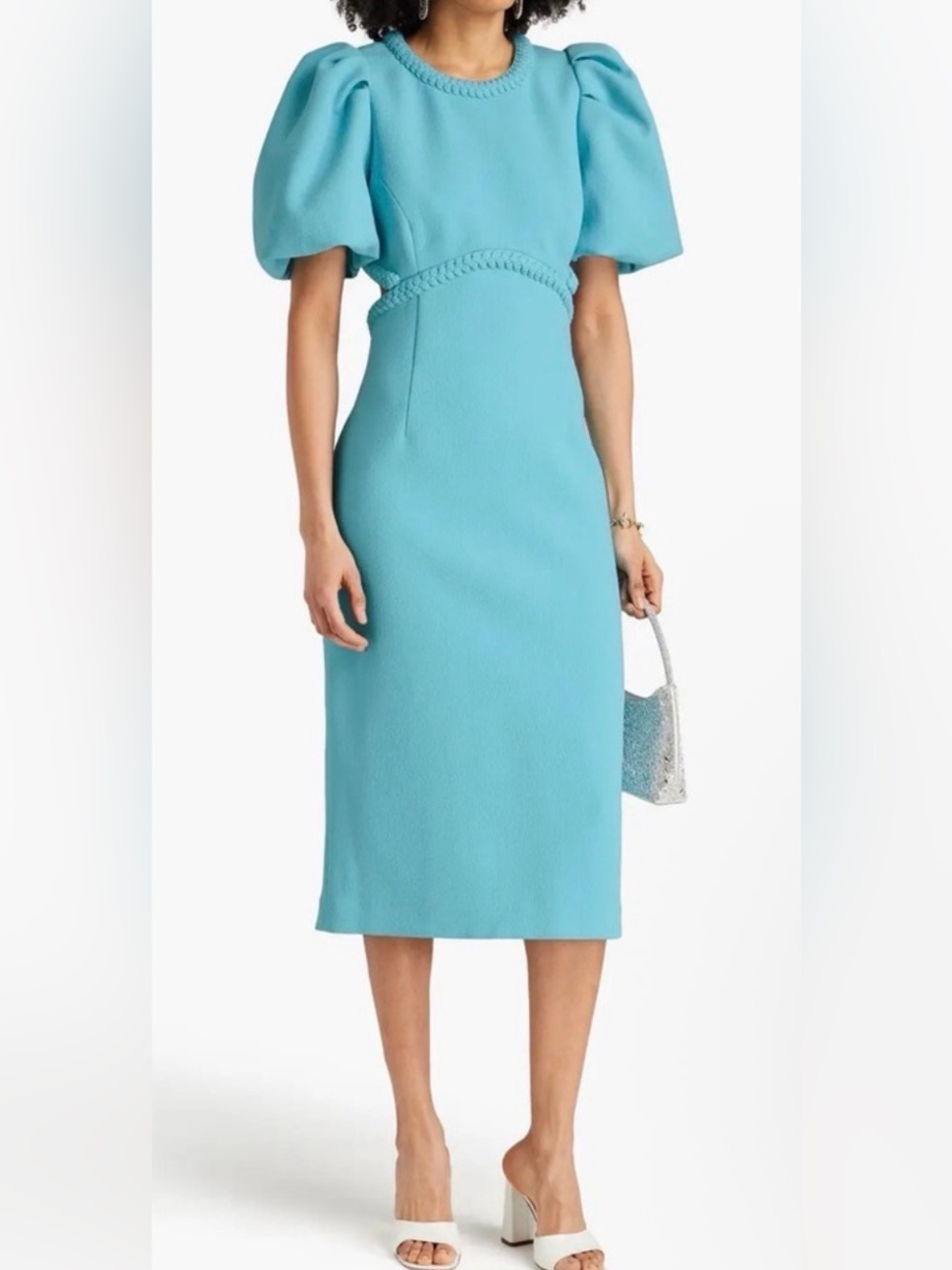 Rebecca Vallance Michelle Puff cutout crêpe midi dress SZ 0
